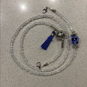 Beaded Mask Chain with Blue Skull